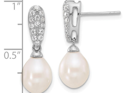 Sterling silver cubic zirconia teardrop drop earrings, further view