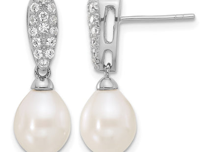 Sterling silver cubic zirconia teardrop drop earrings