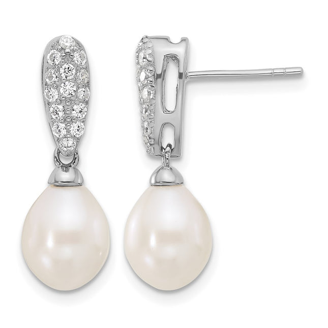 Sterling silver cubic zirconia teardrop drop earrings