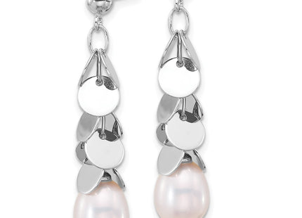 Sterling silver pearl teardrop drop earrings, alternate view