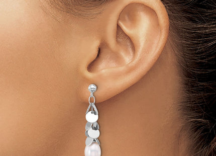 Sterling silver pearl teardrop drop earrings, another view