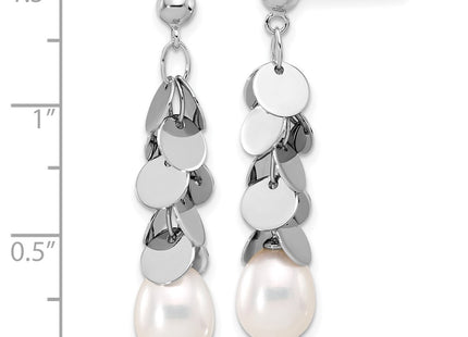 Sterling silver pearl teardrop drop earrings, further view