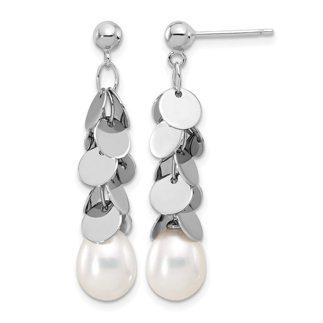 Sterling silver pearl teardrop drop earrings