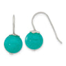 Sterling Silver Polished Round Blue/Green Jade Dangle Earrings