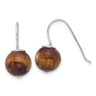 Sterling Silver Polished Round Tiger's Eye Dangle Earrings