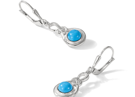 Sterling Silver Polished Turquoise Knot Leverback Dangle Earrings