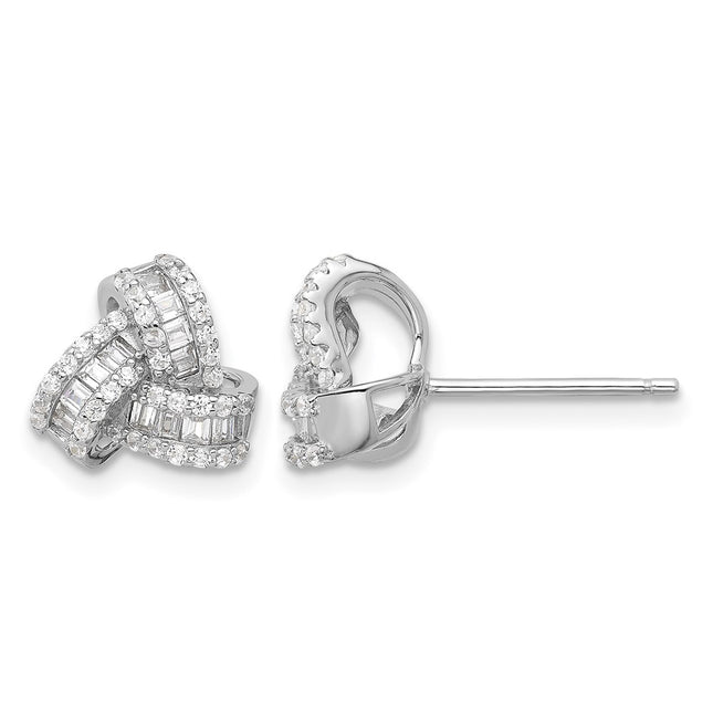 Sterling silver cubic zirconia knot earrings