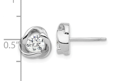 Sterling Silver Rhodium-plated with CZ Love Knot Post Earrings (Style QE17478)