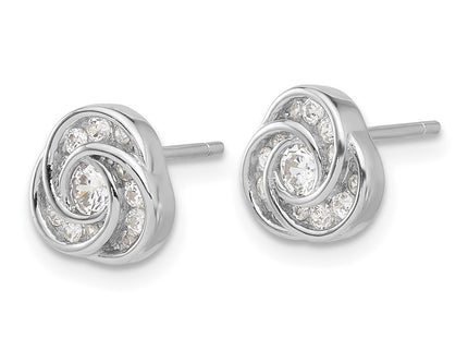 Sterling silver cubic zirconia knot earrings, alternate view