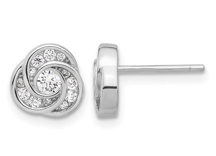 Sterling silver cubic zirconia knot earrings