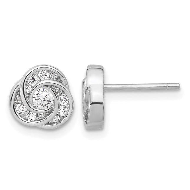 Sterling silver cubic zirconia knot earrings