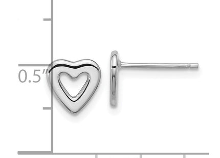 Sterling Silver Rhodium-plated Open Heart Post Earrings (Style QE17486)
