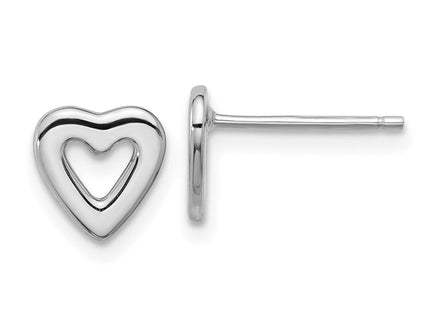Sterling Silver Rhodium-plated Open Heart Post Earrings (Style QE17486)