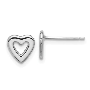 Sterling Silver Rhodium-plated Open Heart Post Earrings (Style QE17486)