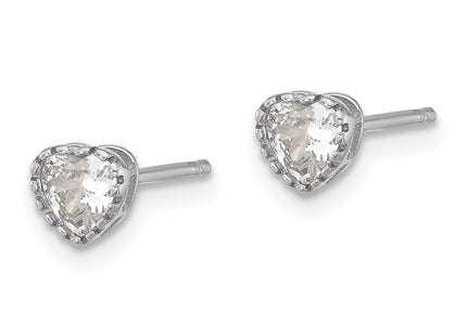 Sterling silver cubic zirconia heart earrings, alternate view
