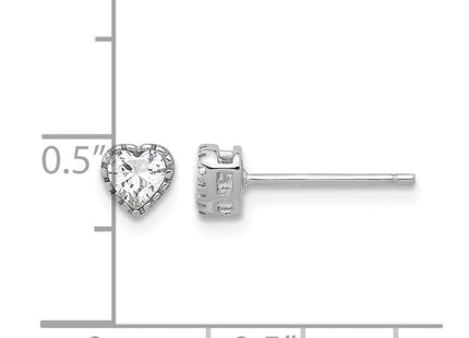 Sterling silver cubic zirconia heart earrings, further view