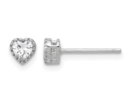 Sterling silver cubic zirconia heart earrings