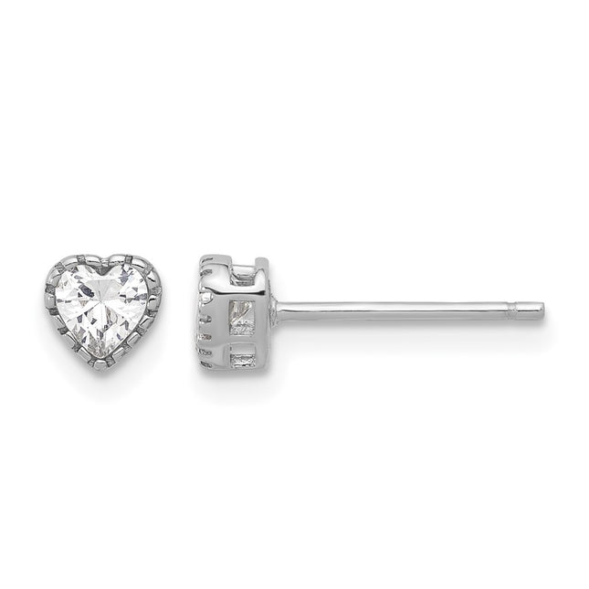 Sterling silver cubic zirconia heart earrings