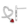 Sterling Silver Rhodium-plated Polished Red Resin Open Heart Post Earrings