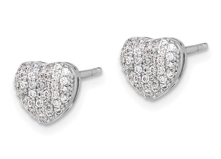 Sterling silver cubic zirconia heart earrings, alternate view
