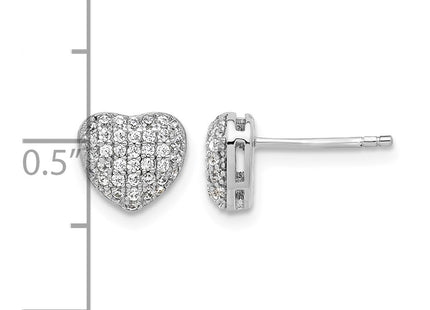 Sterling silver cubic zirconia heart earrings, further view