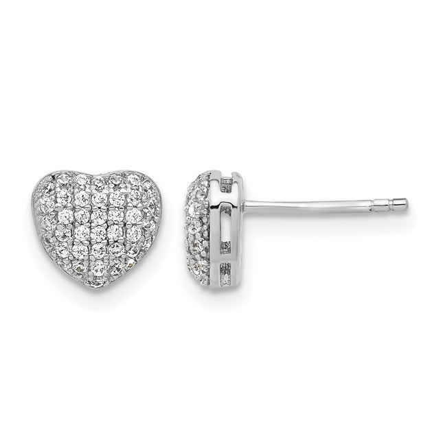Sterling silver cubic zirconia heart earrings