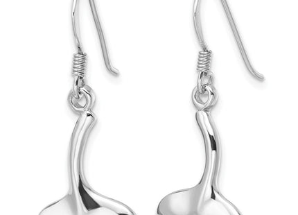Sterling Silver Rhodium-Plated Polished Whale Tail Dangle Earrings (Style QE17558)
