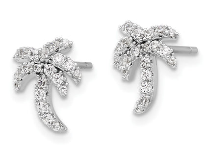 Sterling silver cubic zirconia tree earrings, alternate view