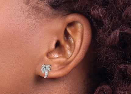 Sterling silver cubic zirconia tree earrings, another view