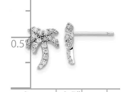 Sterling silver cubic zirconia tree earrings, further view