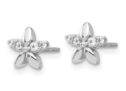 Sterling silver cubic zirconia flower earrings, alternate view