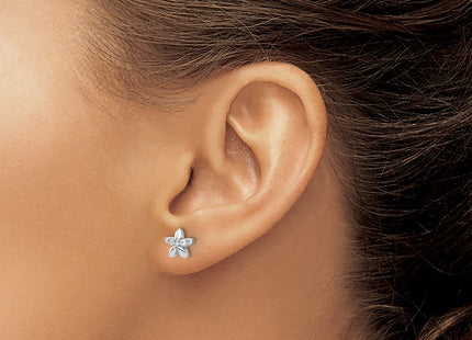 Sterling silver cubic zirconia flower earrings, another view