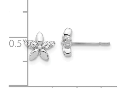 Sterling silver cubic zirconia flower earrings, further view