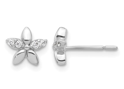Sterling silver cubic zirconia flower earrings