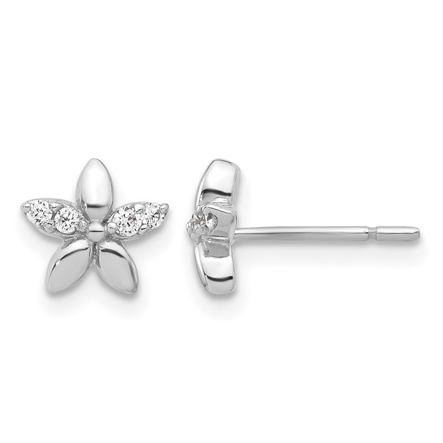 Sterling silver cubic zirconia flower earrings