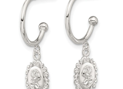 Sterling silver hoop earrings, alternate view