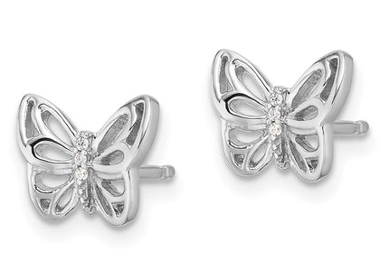 Sterling silver cubic zirconia butterfly earrings, alternate view