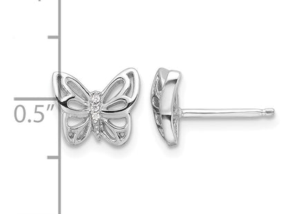 Sterling silver cubic zirconia butterfly earrings, further view