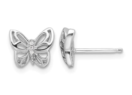 Sterling silver cubic zirconia butterfly earrings