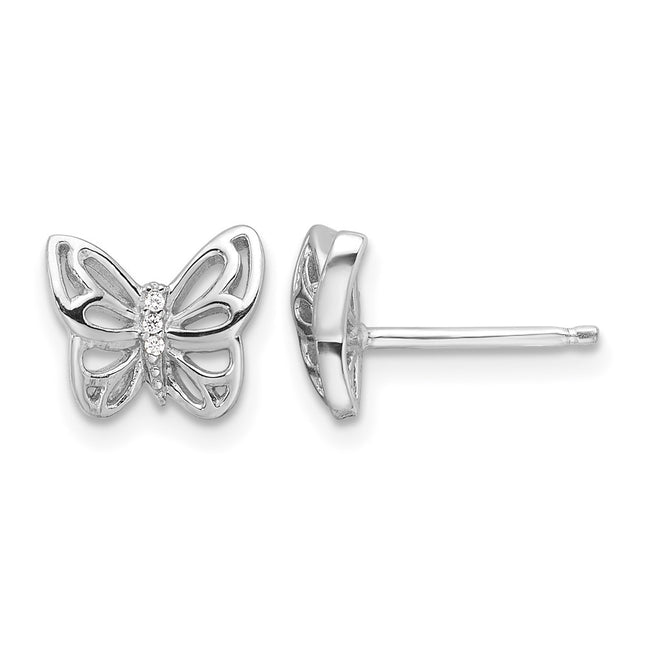 Sterling silver cubic zirconia butterfly earrings