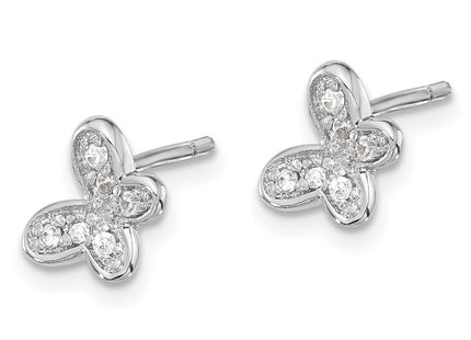 Sterling silver cubic zirconia butterfly earrings, alternate view