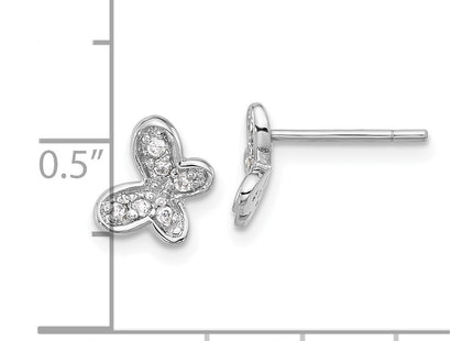 Sterling silver cubic zirconia butterfly earrings, further view