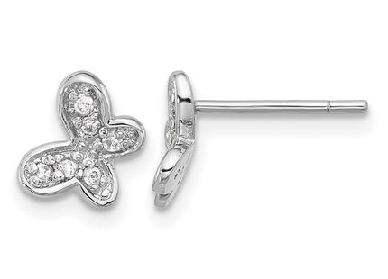 Sterling silver cubic zirconia butterfly earrings