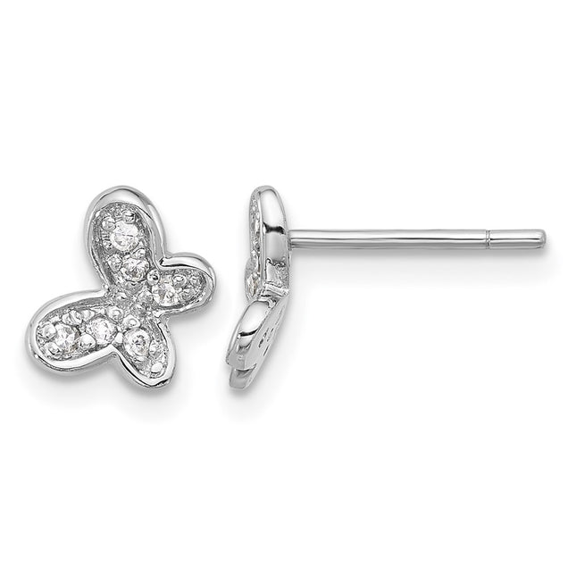 Sterling silver cubic zirconia butterfly earrings
