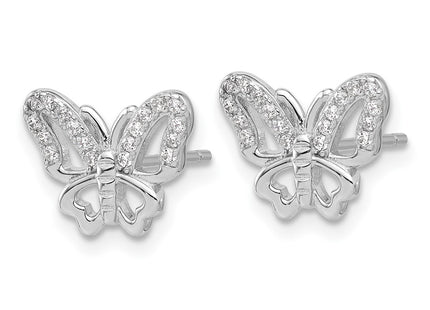 Sterling silver cubic zirconia butterfly earrings, alternate view