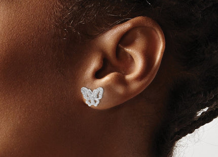 Sterling silver cubic zirconia butterfly earrings, another view