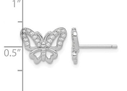 Sterling silver cubic zirconia butterfly earrings, further view