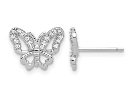 Sterling silver cubic zirconia butterfly earrings