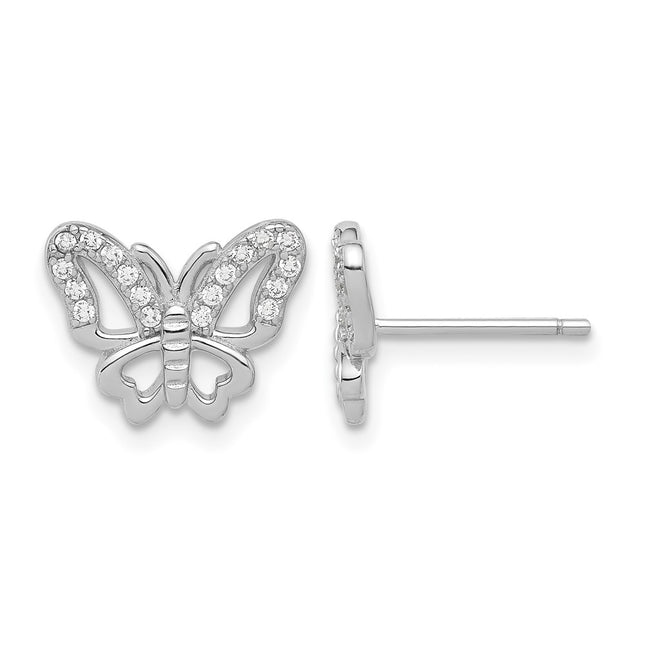 Sterling silver cubic zirconia butterfly earrings