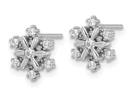Sterling silver cubic zirconia snowflake earrings, alternate view
